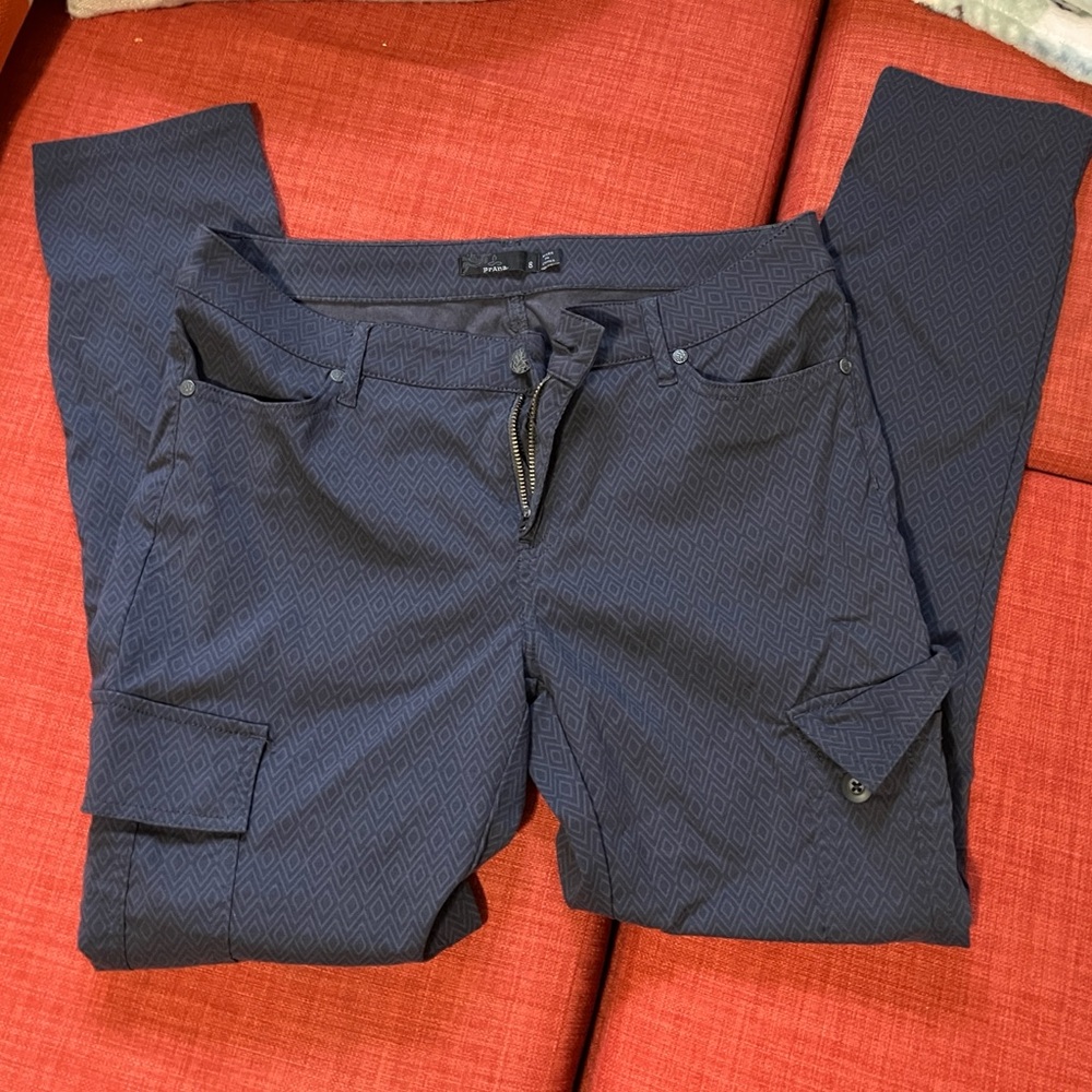 Prana Meme Cagro Skinny Pant Gray Stretch Zion Quartz Hiking Quick Dry Sz 8